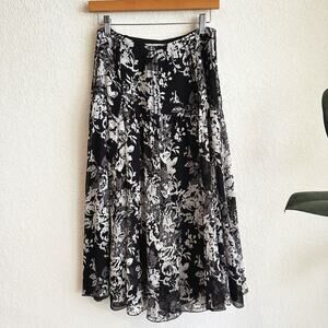 Nine West Womens 100% Silk Midi Skirt Size 2 Flare Fairygrunge Whimsy Ethereal